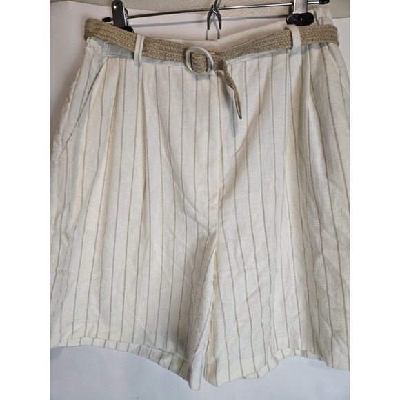 Cristin Stevens Pants - Vintage‎ 90s Cristin Stevens Belted Safari Pinstripe Shorts Boho Hippie Size 14